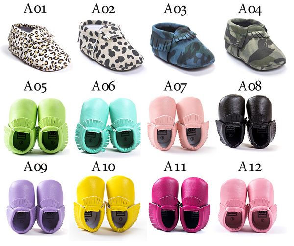 

2019 new baby boys girls multi-color pu leather soft sole moccasins shoes first walker shoes for party