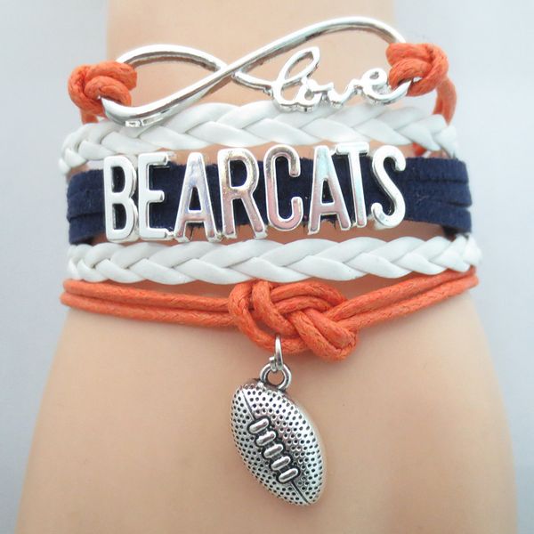 

ювелирные изделия infinity love bearcats футбольная команда браслет колледж команда браслет спорт подарки дружбы b09518, Golden;silver