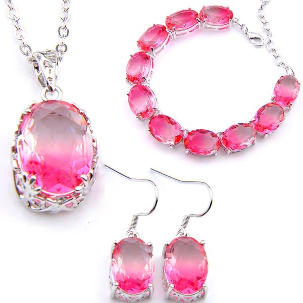 

luckyshine fashion multi-color pendants earrings rings bracelet jewelry set 925 silver women bride wedding holiday gift jewelry, Black