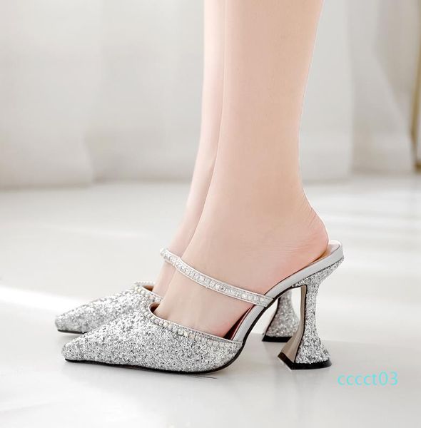

with box 9cm silver wedding shoes spool heels pumps prom shoes fashion luxury designer women shoes size 35 to 41, Black