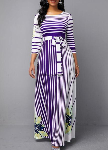 

african dresses for women african clothes spring summer dress 2020 casual plus size slim stripe printing ball gown maxi dresses, Red