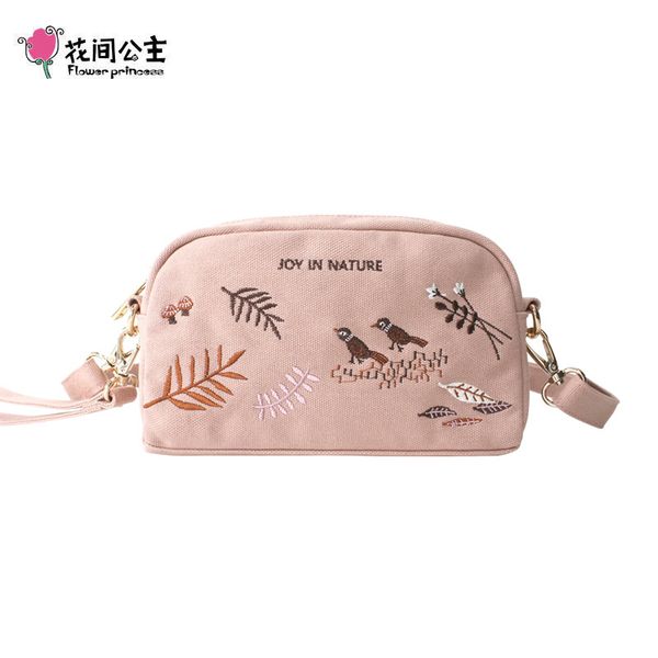 

flower princess women crossbody bag animal embroidery small casual handbags canvas girls shoulder bags female messenger bags