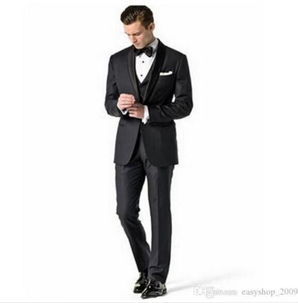 nuovo stile smoking dello sposo uomo nero scialle bavero abito da uomo sposa sposo abito da pranzo di nozze giacca pantaloni vest2798