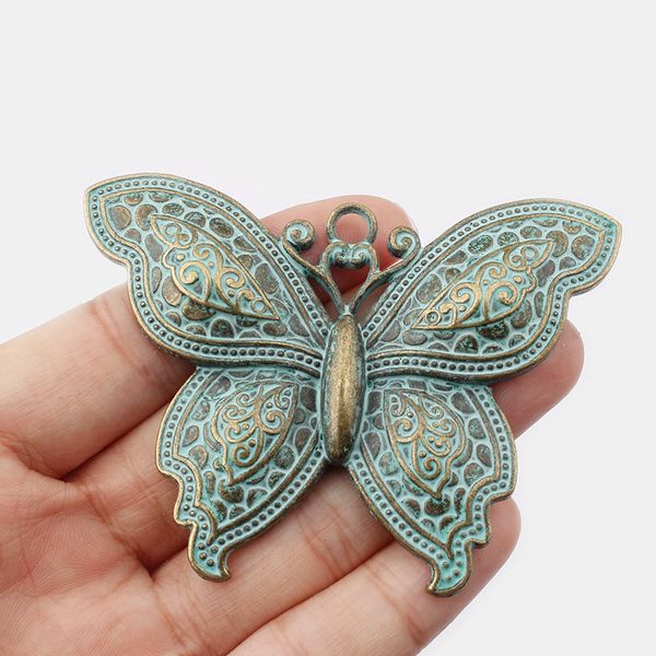 

2pcs antique silver/verdigris patina large butterfly charms pendant for necklace jewelry findings craft jewelry material 71x52mm