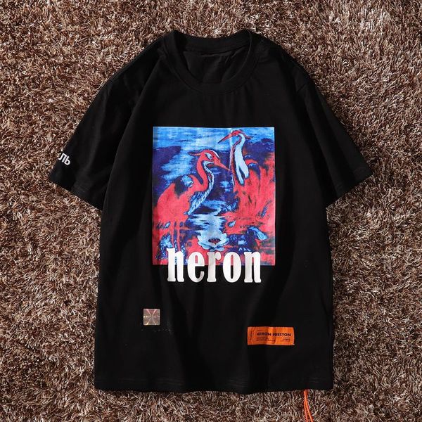 

2020 new york fashion heron printing men women street luxury cotton casual short sleeve mens designer t shirts