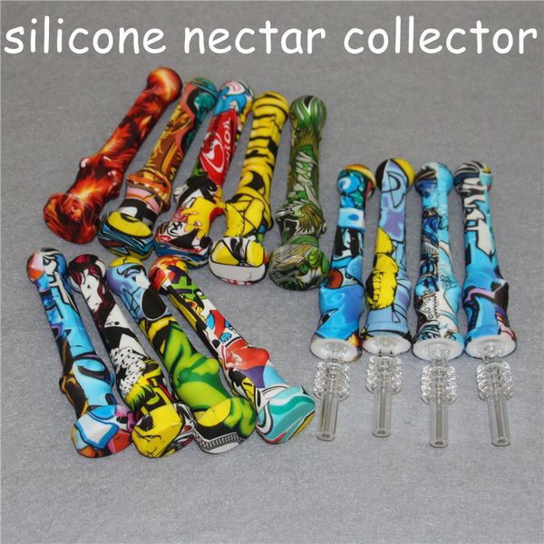 

Silicone Glass NC Kit with Quartz Tips Dab Straw Oil Rigs Silicone Smoking Pipe glass pipe smoking accessories dab rigs DHL Free shipping