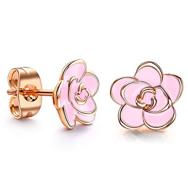 

new chic real silver 925 rose flower stud earrings 2019 attract gril earrings jewelry multicolor brincos women accessories, Golden;silver