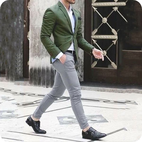 

latest coat pants designs green men suits casual business man jacket groom tuxedo prom wear custom made costume homme 2piece terno masculino, Black;gray