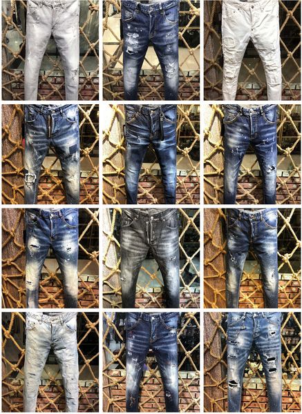 

20 new arrival designer men denim jeans embroidery pants fashion holes trousers italy size 44-54 a48520, Blue