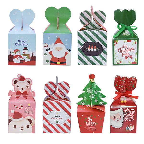 

5pcs merry christmas apple box christmas eve cookies packaging gift box carton snowman tree candy