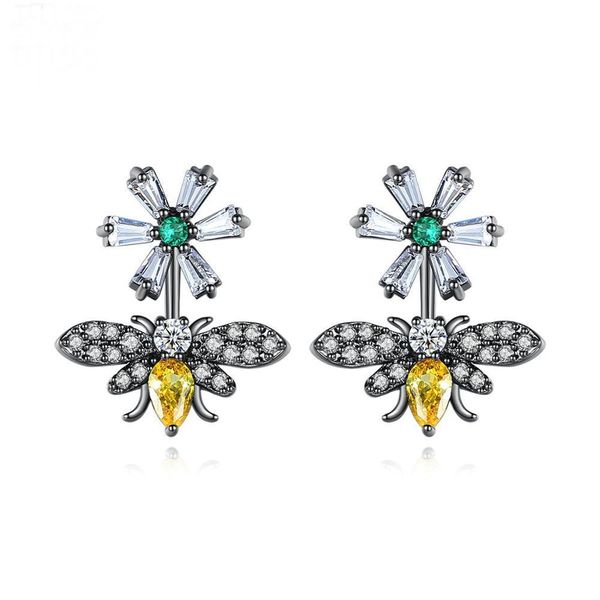 

fashion vintage cubic zirconia bee earring for women, Silver