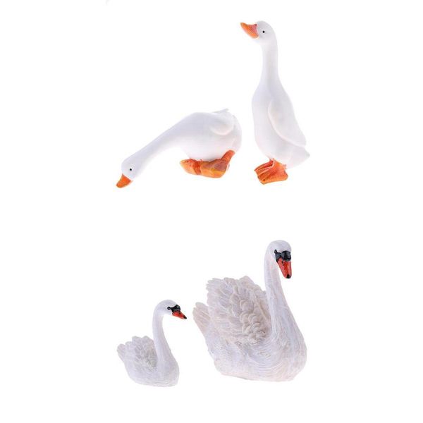 

4pcs swan and duck figurine collection ornament staute animal collectible