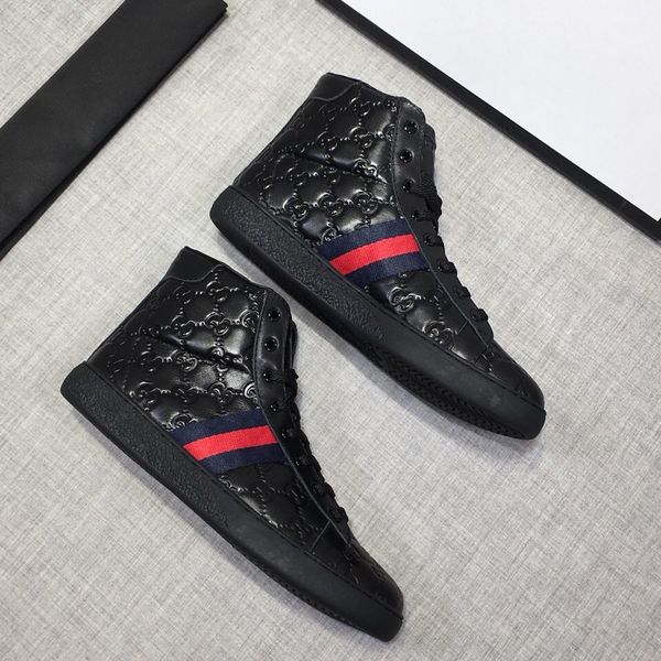 

new style high-end luxury men's casual sports shoes fashion design brand high-men's shoes classic retro pattern size 38--44 sfes, Black
