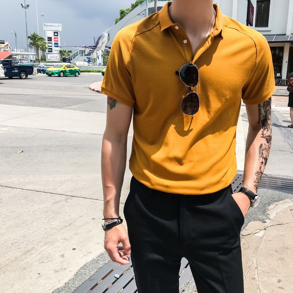 

fashion 2020 summer shirt men breathable short sleeve mens casual shirt slim fit turn down collar solid homme 3xl, White;black