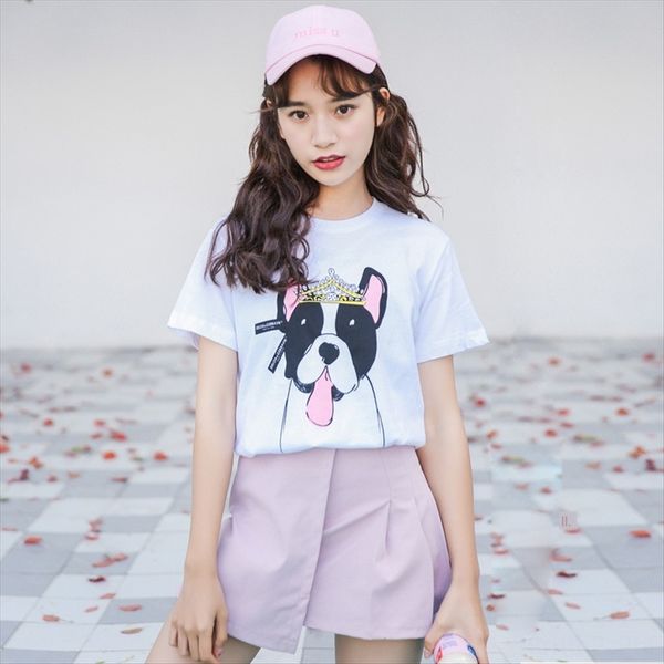 

2020 women's loose cartoon dog printed short-sleeved t-shirt ladies 1060 2020 women's loose cartoon dog printed short-sleeved t-sh, White