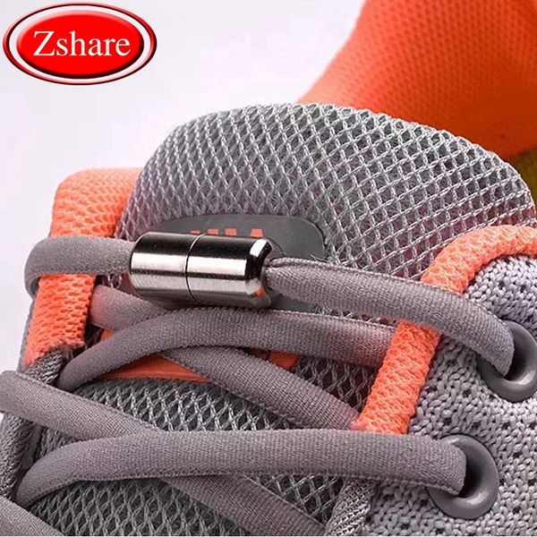 

1pair elastic shoelaces no tie locking round shoe laces kids sneakers lazy laces semicircle quick shoelace 19 colors, Black