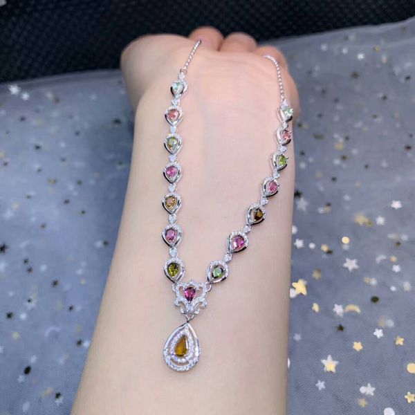 

ожерелье [meibapj] роскошный природный бразилия турмалин кулон с сертификатом 925 pure silver fine шарм ювелирные изделия для женщин