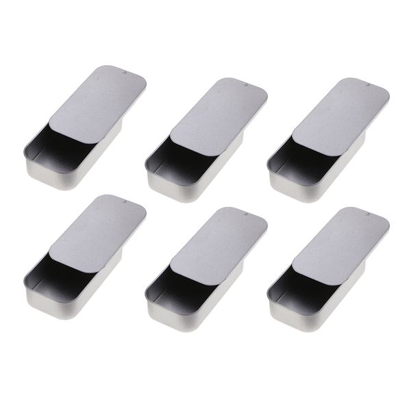 

6x slide tin rectangular box case cake containers storage organizer cans
