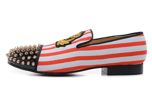 

classic elegant loafers men spooky flat party shoes without shoelace for men womens dynodent spikes toe red bottom wedding sneakers t07, Black