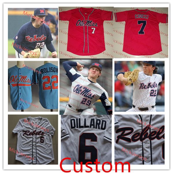 

Mens Custom Ole Miss Rebels Gunnar Hoglund Jacob Adams Thomas Dillard Ryan Olenek Grae Kessinger Tyler Keenan Austin Miller Baseball Jersey
