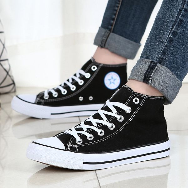 

high canvas sneakers men canvas shoes 2020 autumn fashion solid men vulcanized shoes lace-up white casual sneakers, Black
