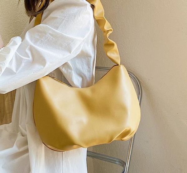 

small fresh ins fold bag soft leather large capacity 2020 new popular single shoulder underarm bag
