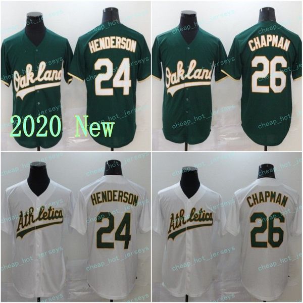 

2020 men 24 henderson 26 chapman jersey baseball jerseys green white flexbase coolbase man home road stitched, Blue;black