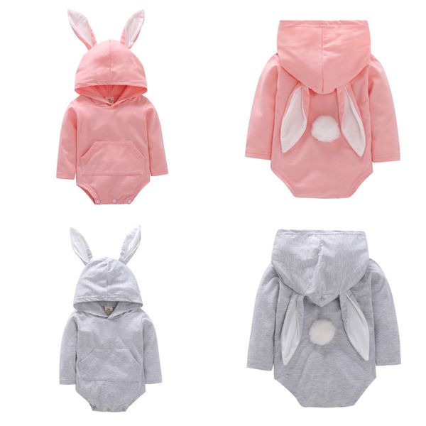 

baby romper 2 colors 0-18m kids boys girls 100% cotton romper jumpsuit hooded outfits cute rabbit ear long sleeve romper baby clothing fj71, Blue