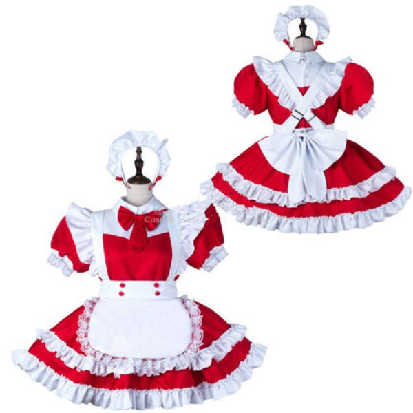 

cosplay sissy maid dress uniform costume tailor-made, Black;red
