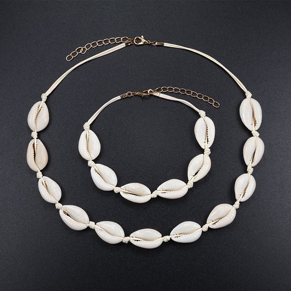 

natural bohemian shells necklace bracelet collar for women handmade shell conch women girl charm necklace vacation jewelry gift, Golden;silver
