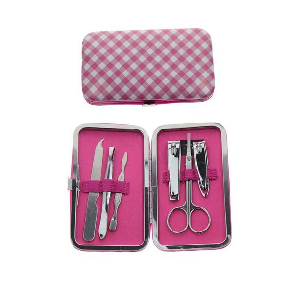 

6pcs/set pink soft case professional travel home manicure pedicure set nail care set kit tool for women girl child kid gift