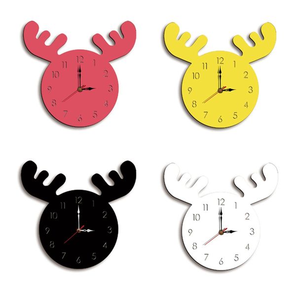 

creative deer wall clock art fashion wooden clocks living room home kitchen office table wall hanging mute simple clock