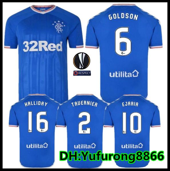 Großhandel Thailand Glasgow Rangers Fußballtrikot 2019 2020 Schottland 2020 Heimtrikot Blau Größe L