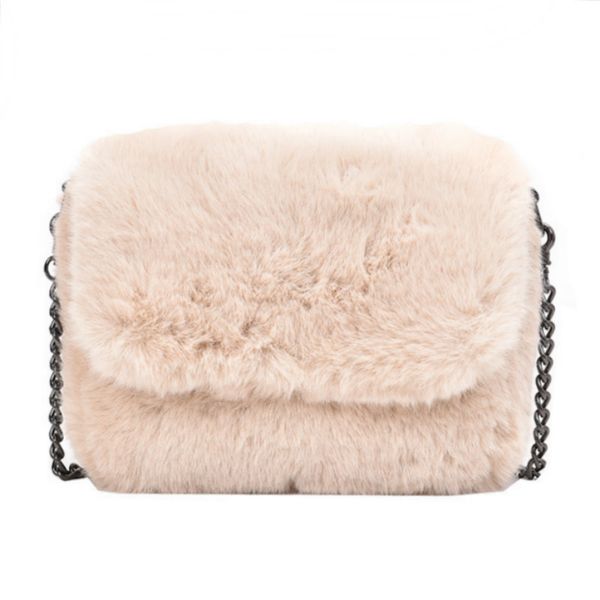 

fashion plush women's shoulder bags new winter women plush chain wild messenger bags solid color casual handbags female tote