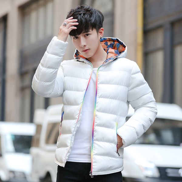 

coat student winter work clothes jacket men thick warm parka windproof outwear streetwear hip hop cotton-padded korean hoodies, Black