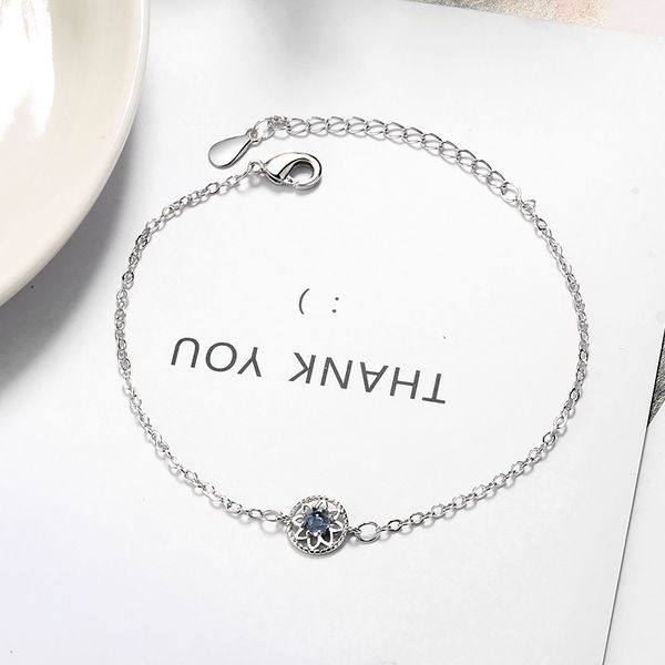 

real 925 sterling silver blue lotus flower bracelets artificial glaze lotus chain bracelet for women girls birthday gifts, Black