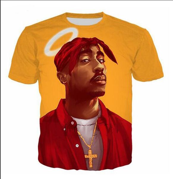 

new fashion mens/womans 2pac tupac t-shirt summer style funny 3d print casual t-shirt w0122, White;black