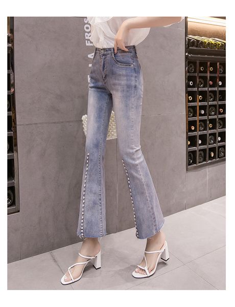 

blue women's tailored waist and hip princess jeans bk308