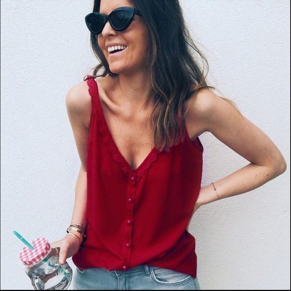 

женская мода майка топы лето женщины глубокий v шеи полиэстер camis tank tops одежды высокого качества рукавов femme cusual жилет, White