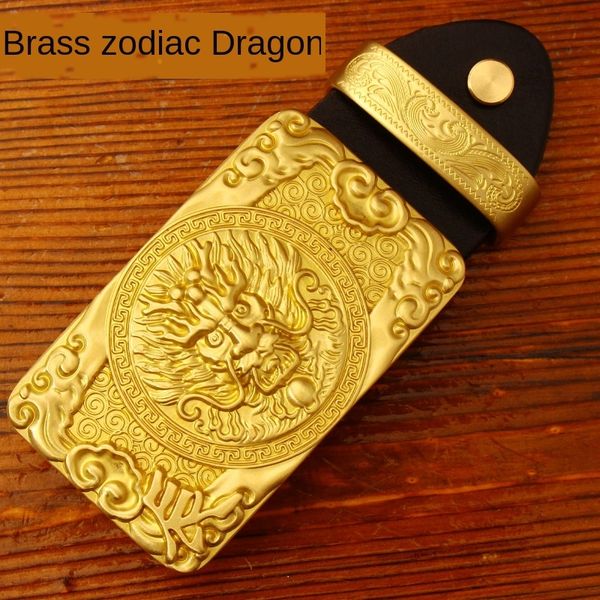 

12 zodiac belt brass chinese dragon pure copper buckle pure copper clip belt buckle high-end gift, Slivery;black
