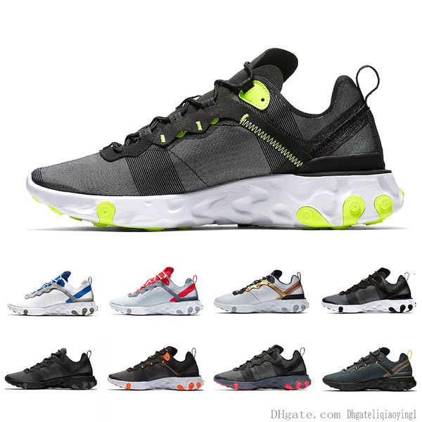 

react element 55 running shoes for men women white black neptune green blue mens trainer designer breathable sports sneakers size 36-45