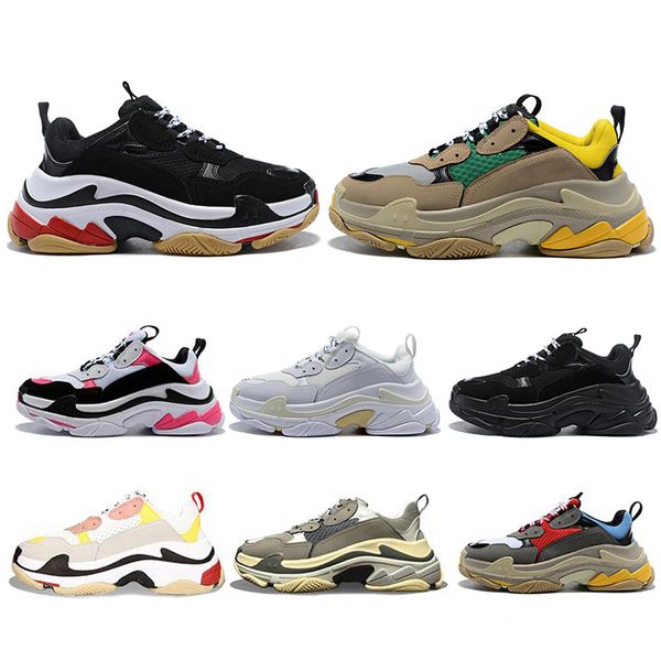 

designer paris 17fw triple s sneakers for men women black red white green casual dad shoes tennis increasing sneakers 36-45, White;red