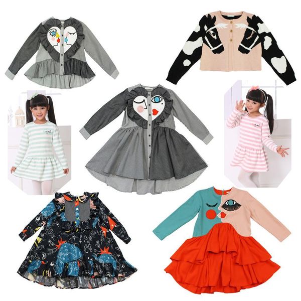 

girls dress 2019 spring autumn strafina rbp girls eyes long sleeve princess party dress shirt for girl kids clothes, Red;yellow