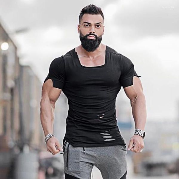 

tshirts hollow out short sleeve mens summer square neck mens tees designer mens slim, White;black