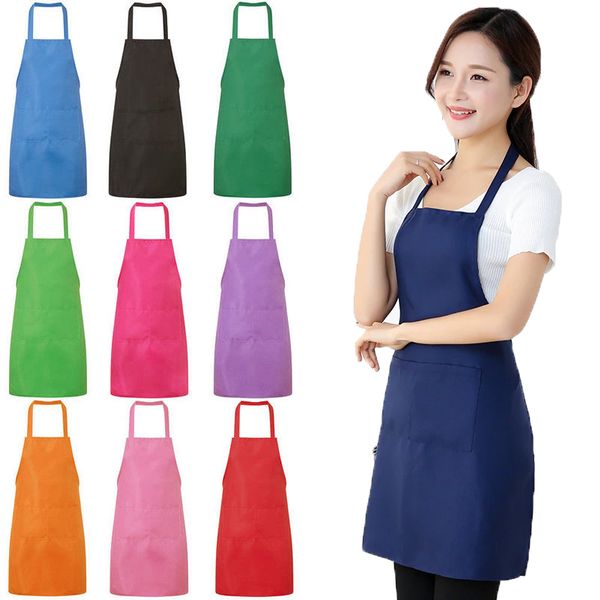 

2019 9 colors plain apron+pocket for chefs butcher kitchen cooking craft baking