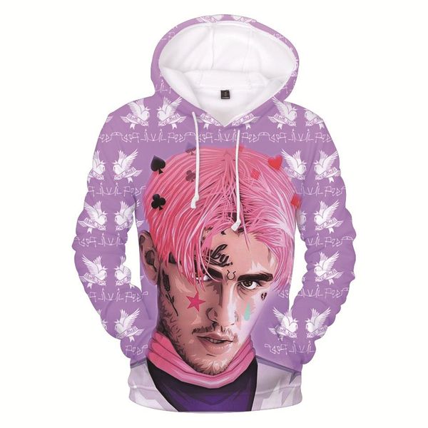 

2019 new 3d print lil peep hoodies sweatshirt men and women o-neck hip hop 3d printed pullovers streetwear hooded clothing, Black