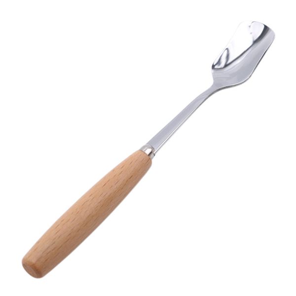

creative 1pc long wood handled stainless steel coffee spoon ice cream dessert tea flatware tableware kitchen accessories