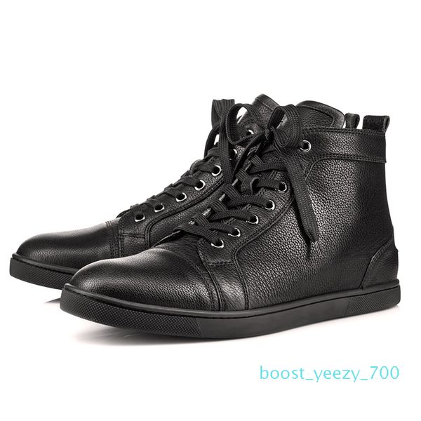 

2019new luxury designer fashion designer brand studded spikes flats red bottom casual for men women party genuine leather sneake b70, Black