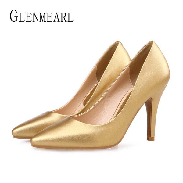 

women high heels brand female pumps pointed toe thin heels slip on office lady dress shoes women solid pumps plus size de, Black