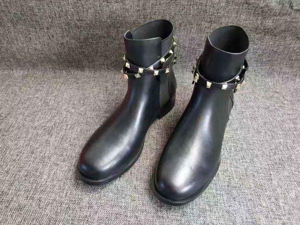 

New 40 u802 black genuine leather motorcycle hort boot flat